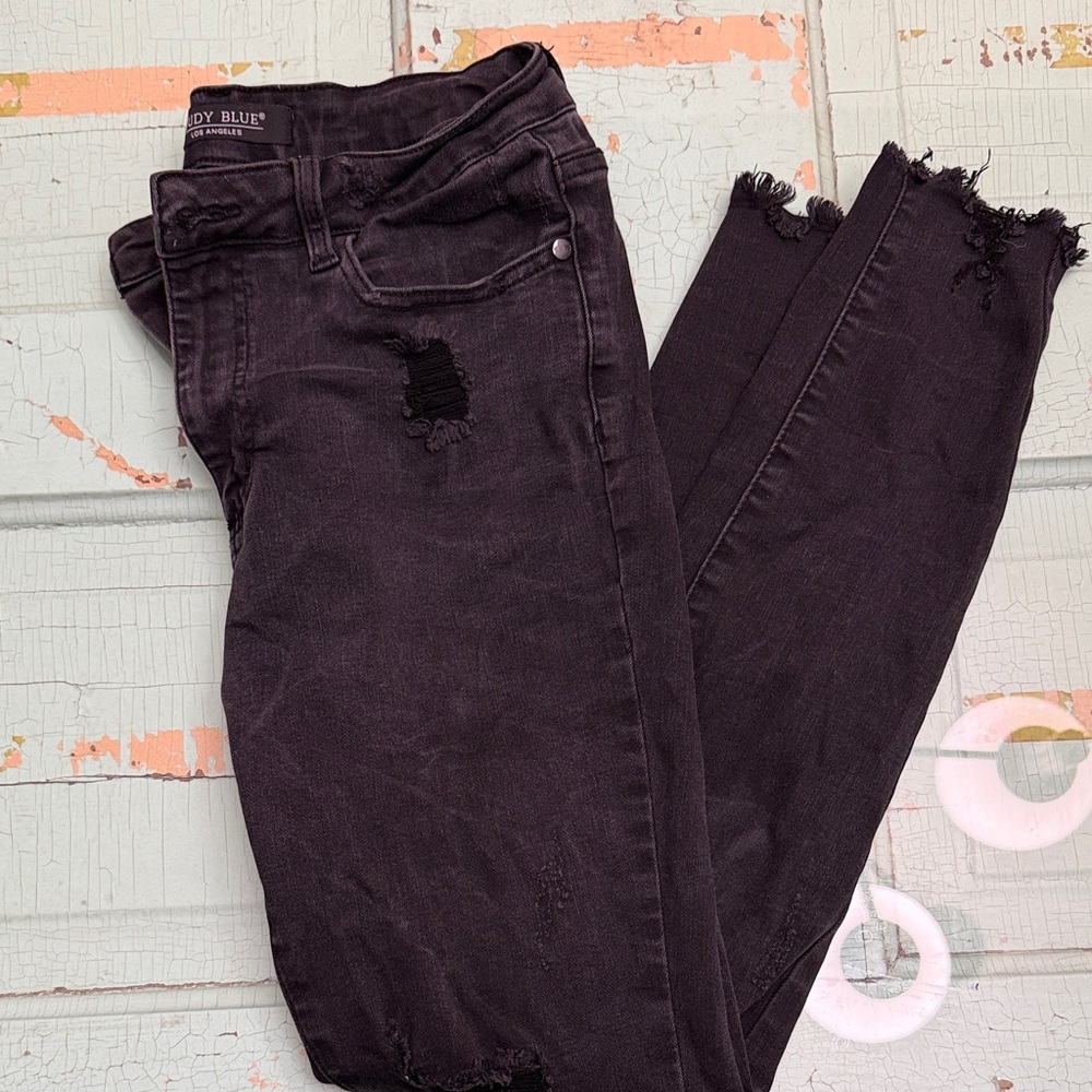 Judy Blue Distressed Skinny Raw Hem Women Jeans